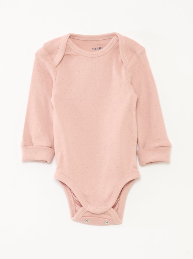 Pack de 3 bodies evolutivos de cuello americano y manga larga Rosa - Kiabi