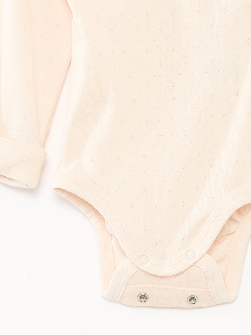 Pack de 3 bodies evolutivos de cuello americano y manga larga Rosa - Kiabi