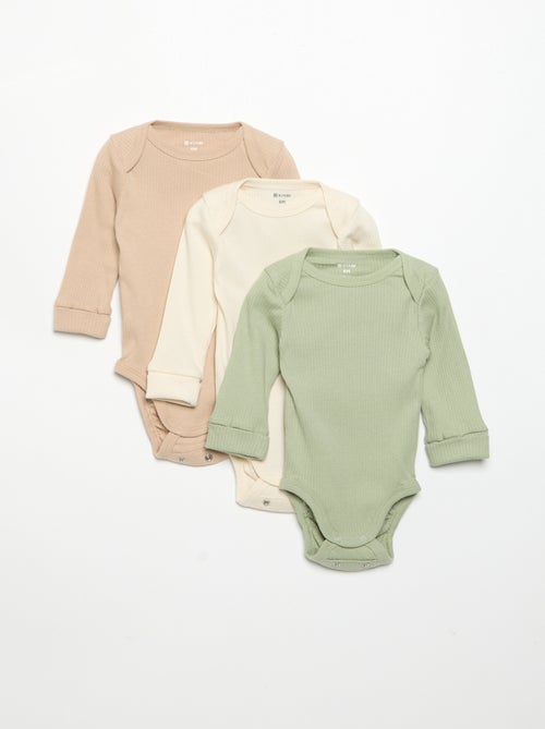 Pack de 3 bodies evolutivos de cuello americano y manga larga - Kiabi