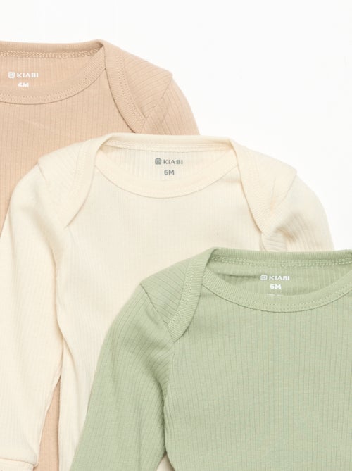 Pack de 3 bodies evolutivos de cuello americano y manga larga - Kiabi