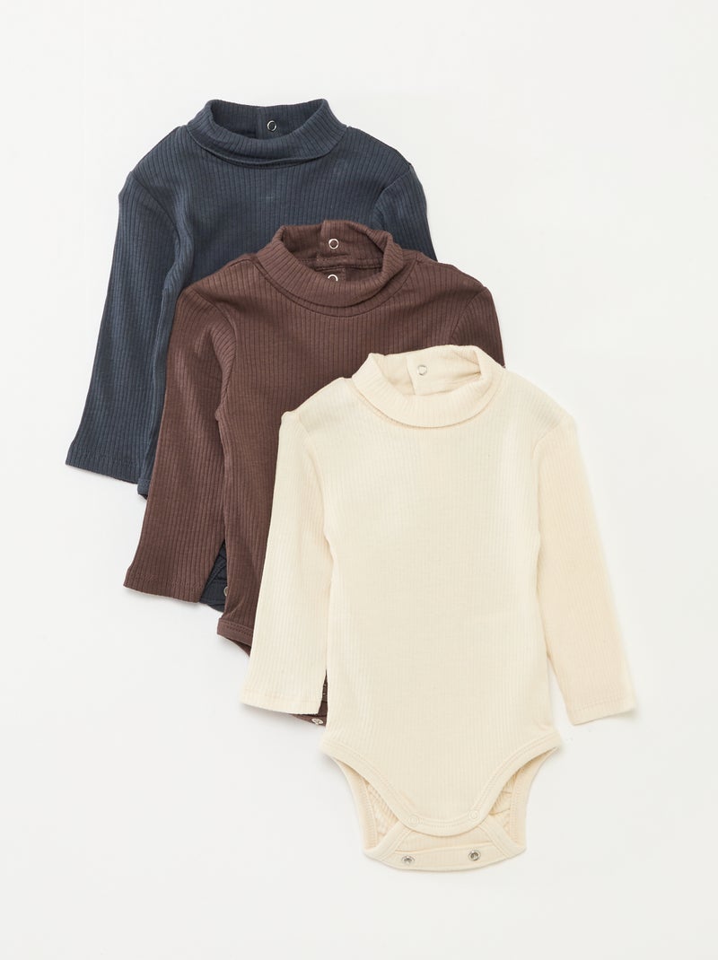 Pack de 3 bodies evolutivos de punto pointelle Beige - Kiabi