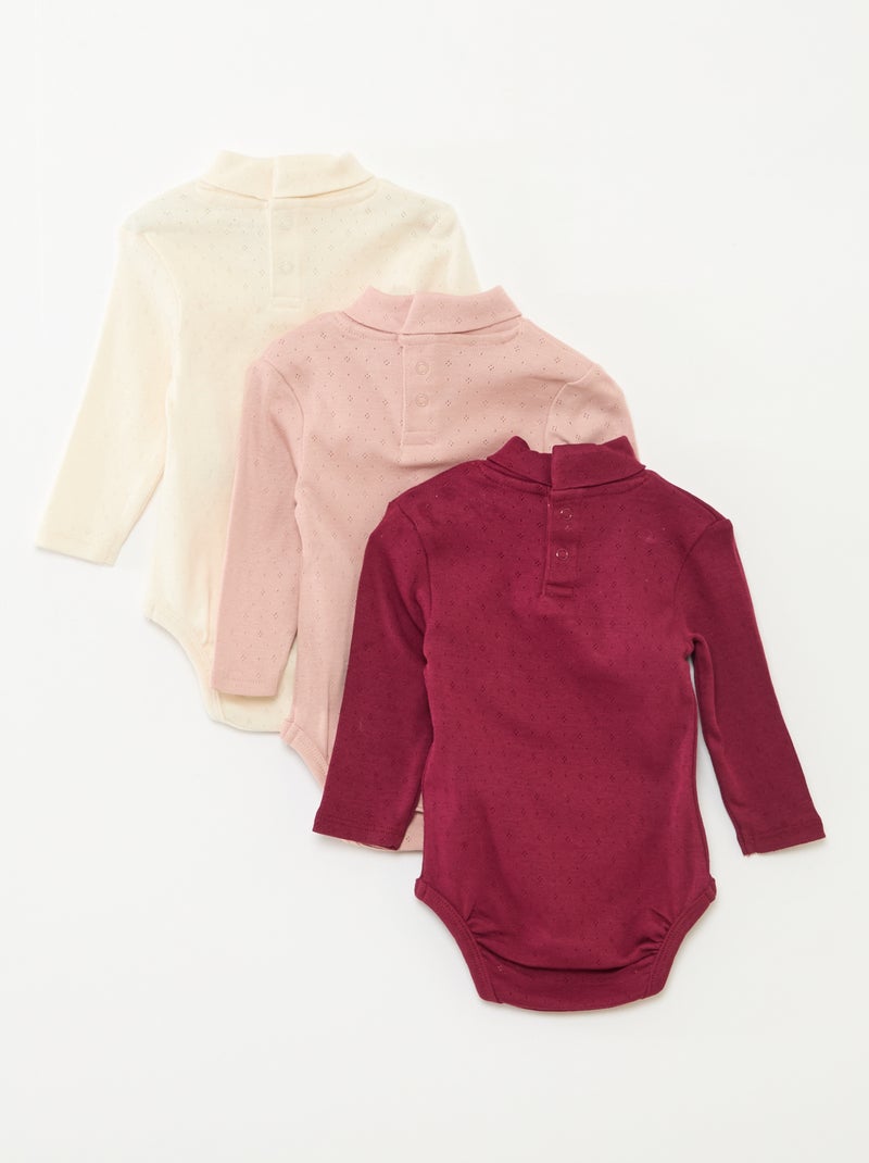 Pack de 3 bodies evolutivos de punto pointelle Purpura - Kiabi