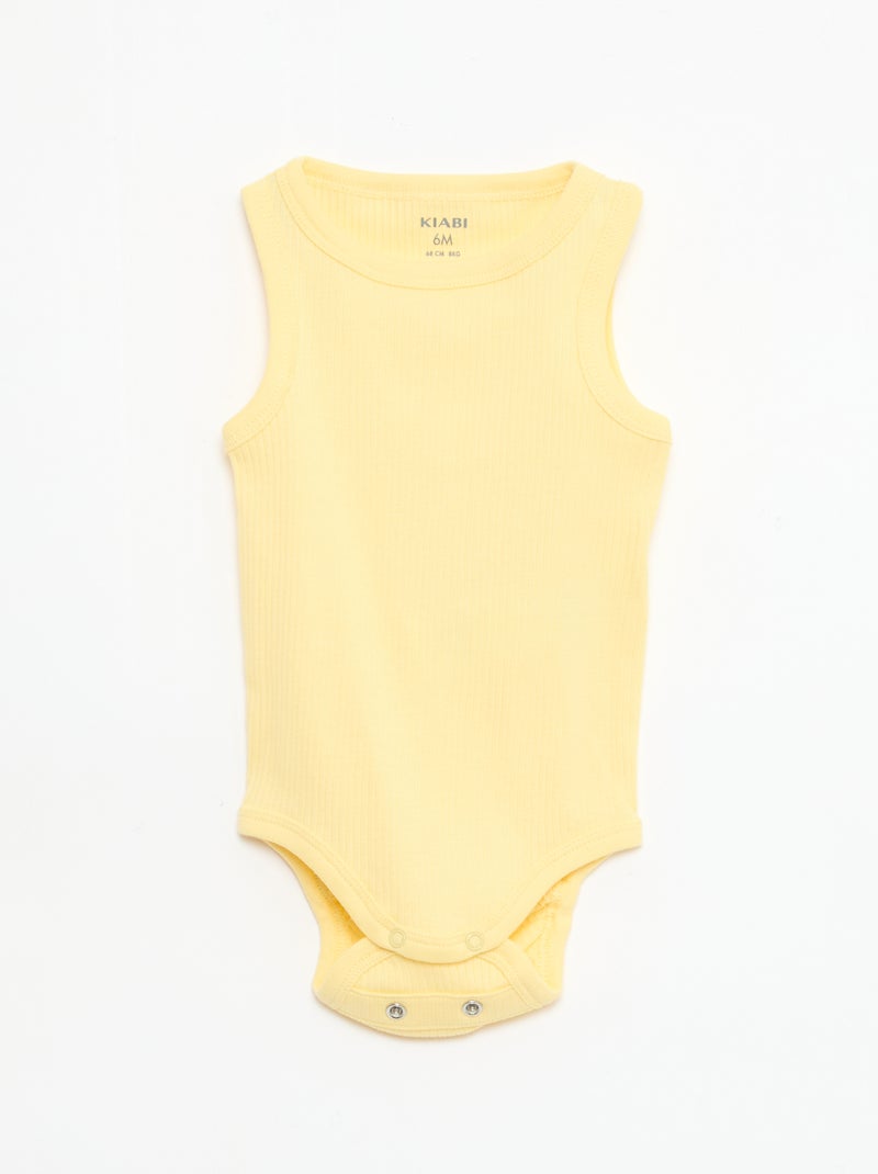 Pack de 3 bodies evolutivos de tirantes lisos Amarillo - Kiabi