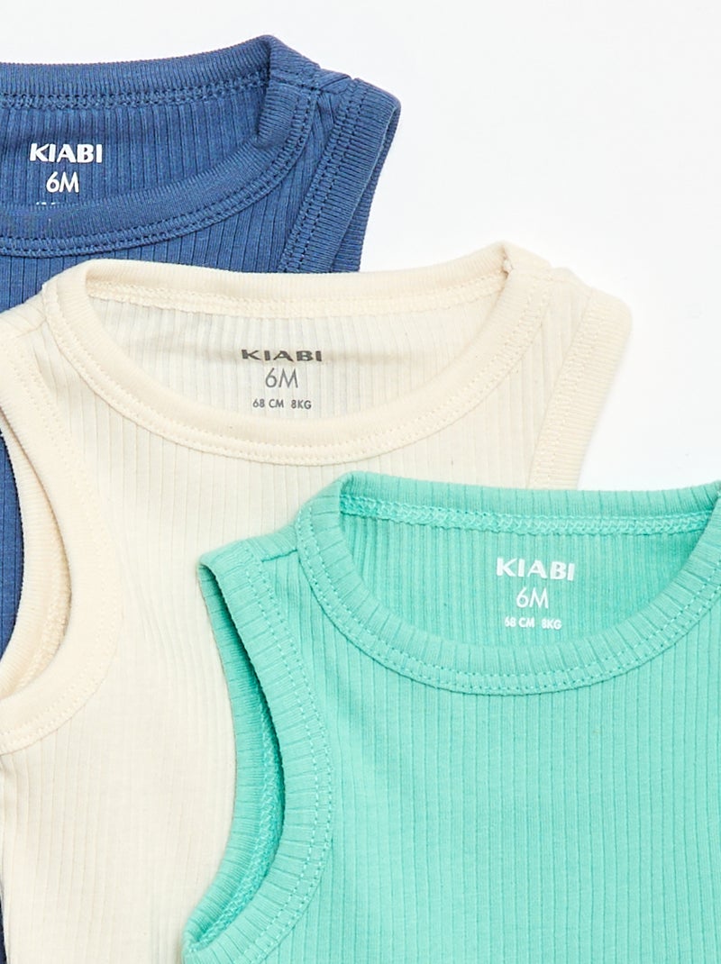 Pack de 3 bodies evolutivos de tirantes lisos Verde - Kiabi