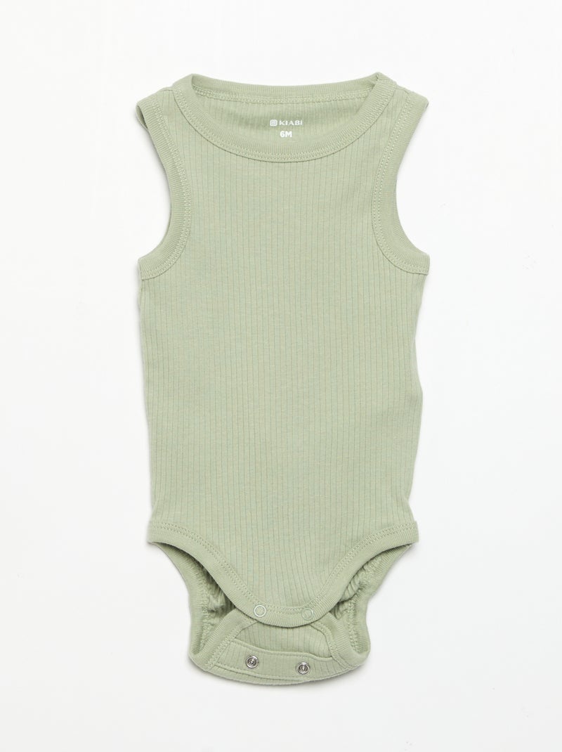 Pack de 3 bodies evolutivos de tirantes lisos Verde - Kiabi