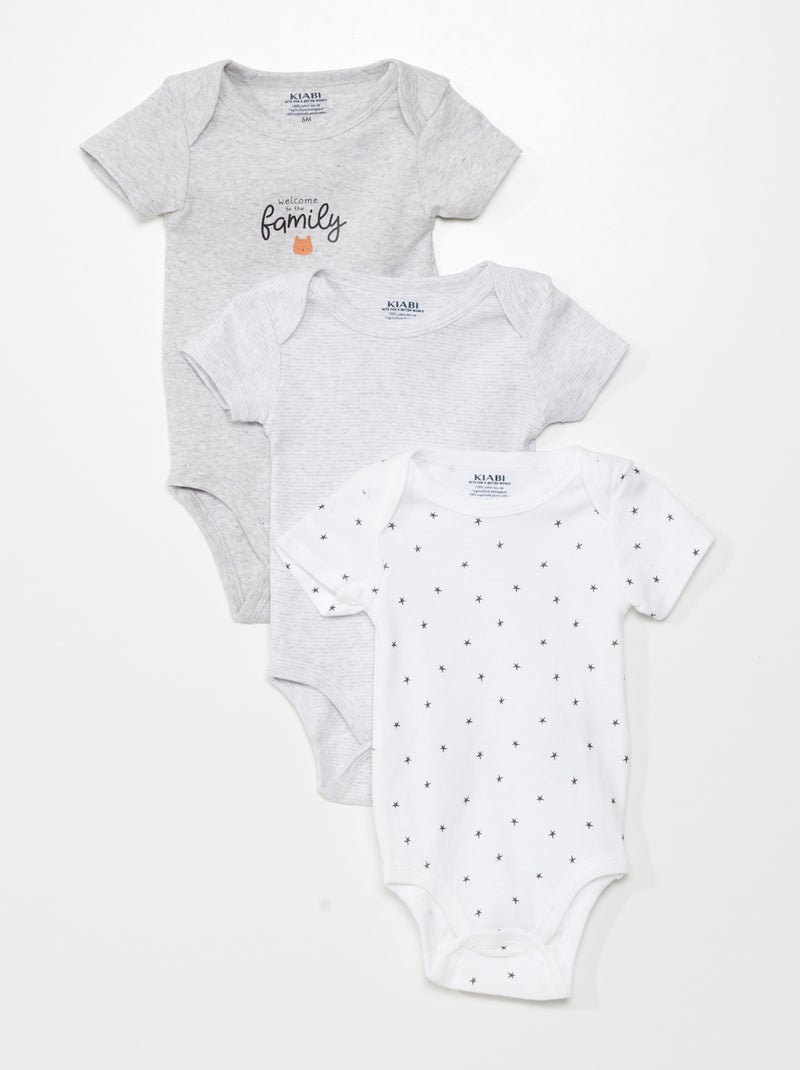 Pack de 3 bodies GRIS - Kiabi