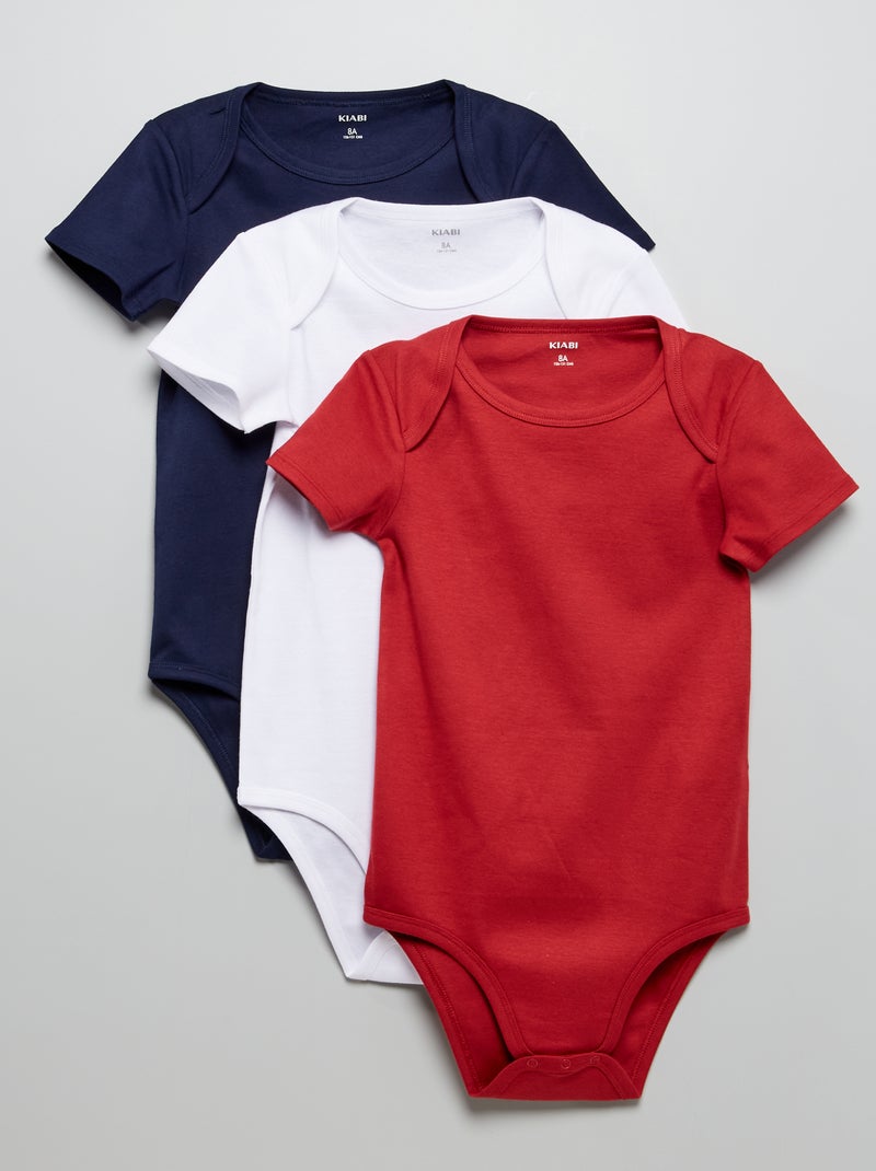 Pack de 3 bodies para niños con movilidad reducida ROJO - Kiabi