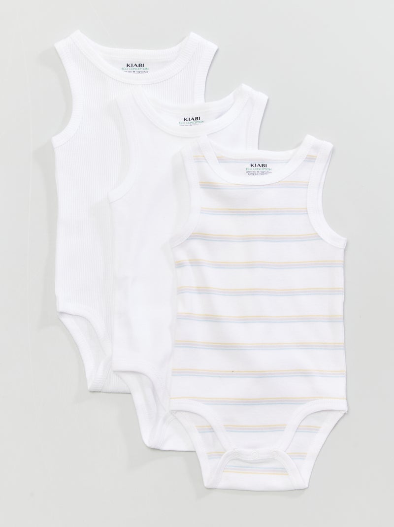 Pack de 3 bodies sin mangas BLANCO - Kiabi