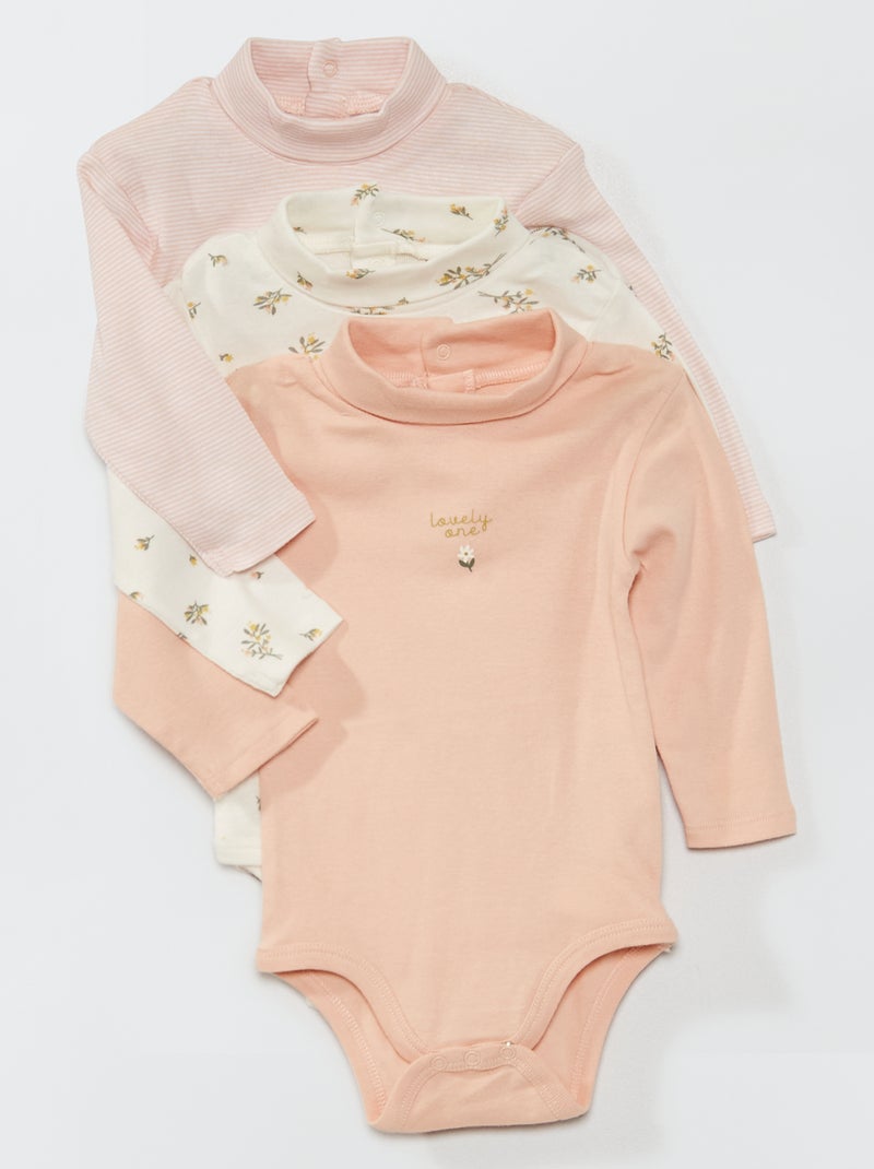 Pack de 3 bodis con cuello alto ROSA - Kiabi