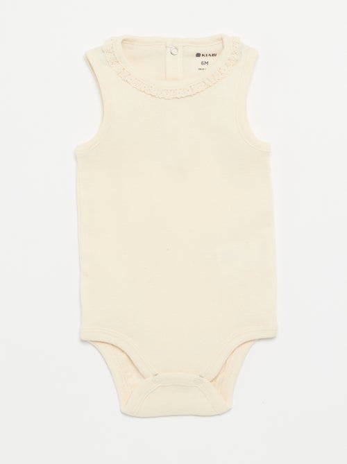 Pack de 3 bodis con cuello redondo y bordados - Kiabi