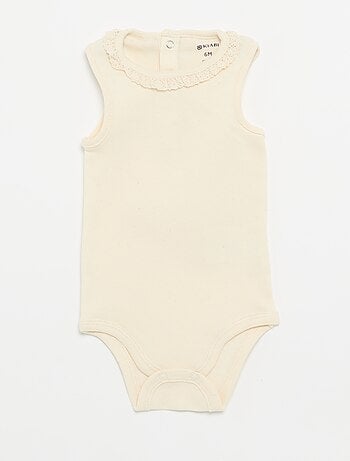 Pack de 3 bodis con cuello redondo y bordados