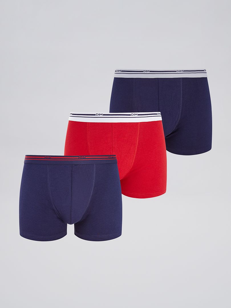 Pack de 3 boxers Classic colors 'DIM' azul/rojo - Kiabi