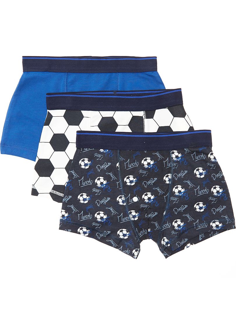 Pack de 3 boxers con estampado de 'fútbol' azul marino/azul/blanco - Kiabi