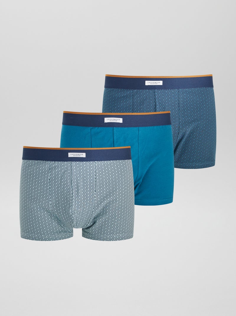 Pack de 3 bóxers de algodón AZUL - Kiabi