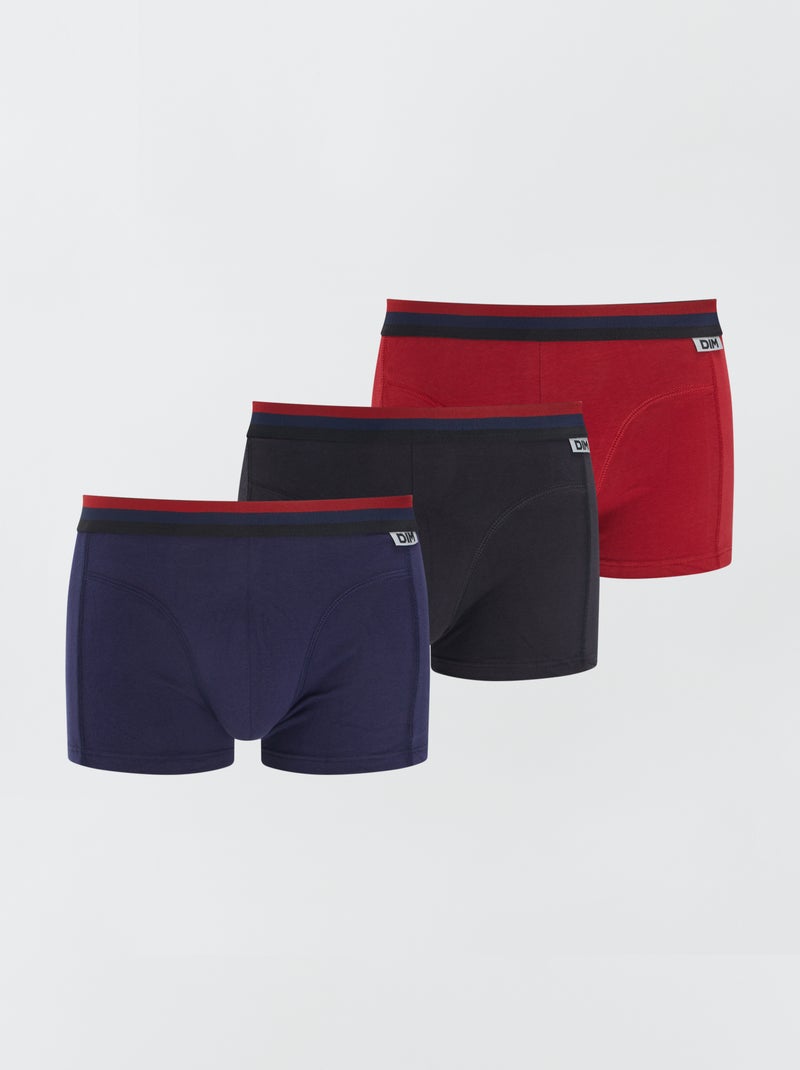 Pack de 3 bóxers de algodón elástico 'DIM' ROJO - Kiabi