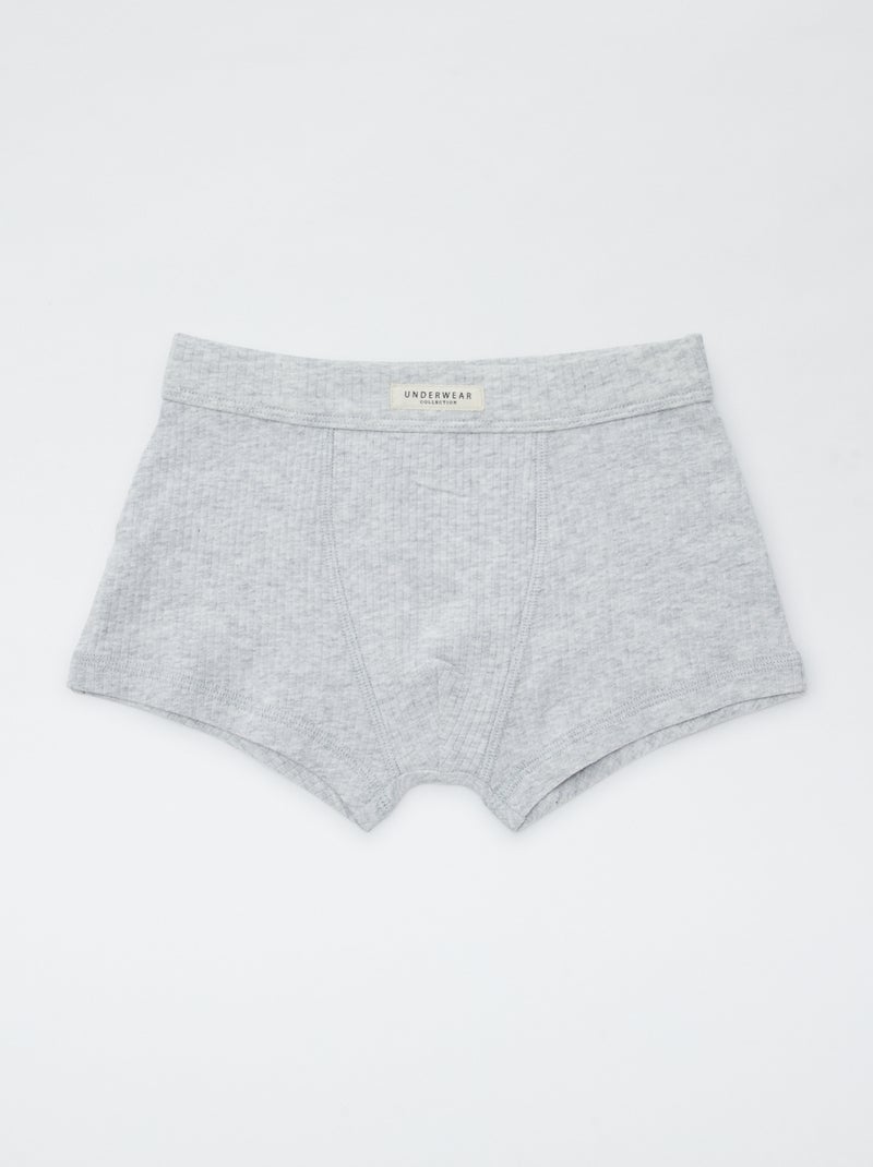 Pack de 3 boxers de punto de canalé AZUL - Kiabi