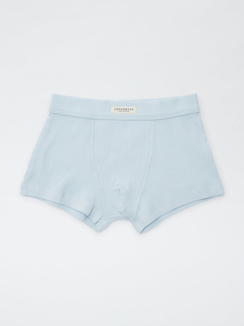Pack de 3 boxers de punto de canalé AZUL - Kiabi