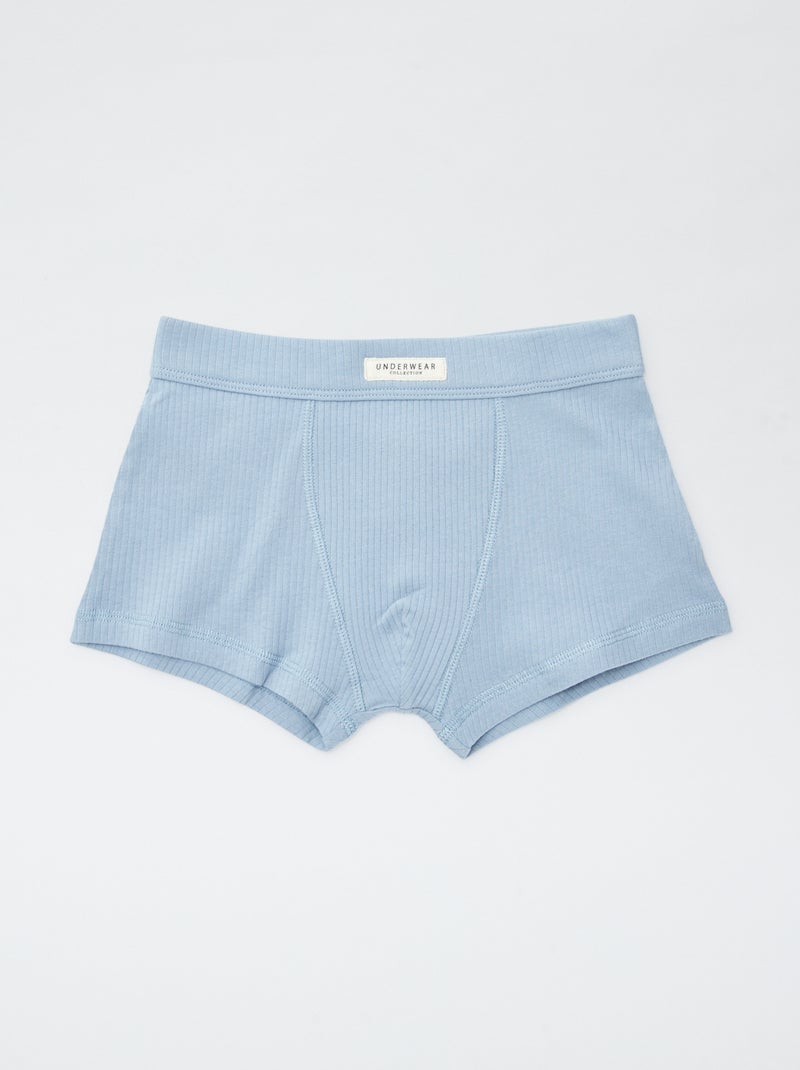 Pack de 3 boxers de punto de canalé AZUL - Kiabi