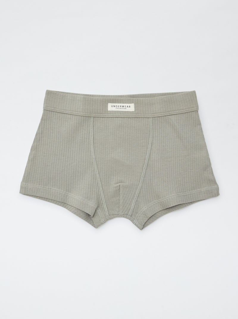 Pack de 3 boxers de punto de canalé VERDE - Kiabi