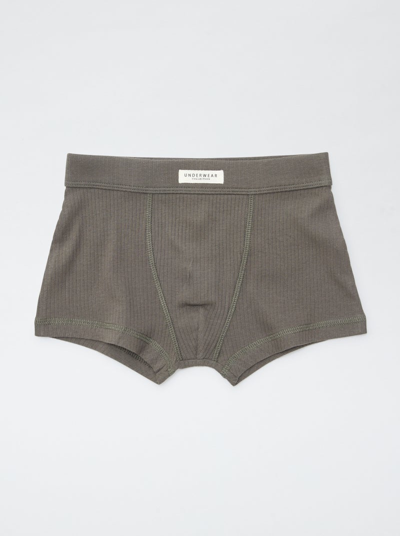 Pack de 3 boxers de punto de canalé VERDE - Kiabi