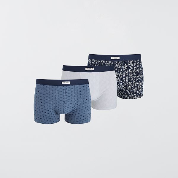 Pack de 3 boxers elásticos Hombre talla S-XXL - AZUL - Kiabi - 12,00€