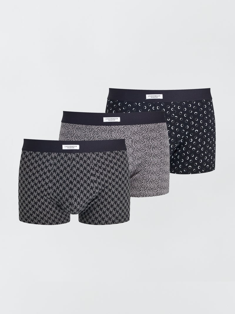Pack de 3 boxers elásticos NEGRO - Kiabi