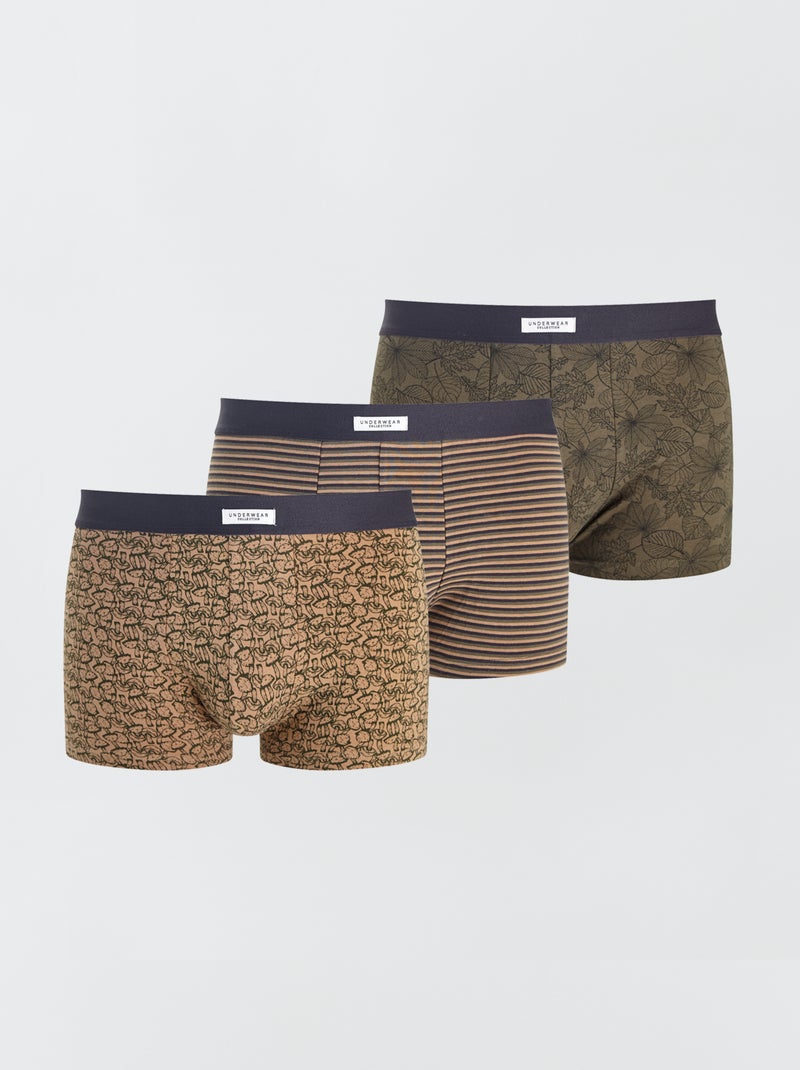 Pack de 3 boxers elásticos VERDE - Kiabi