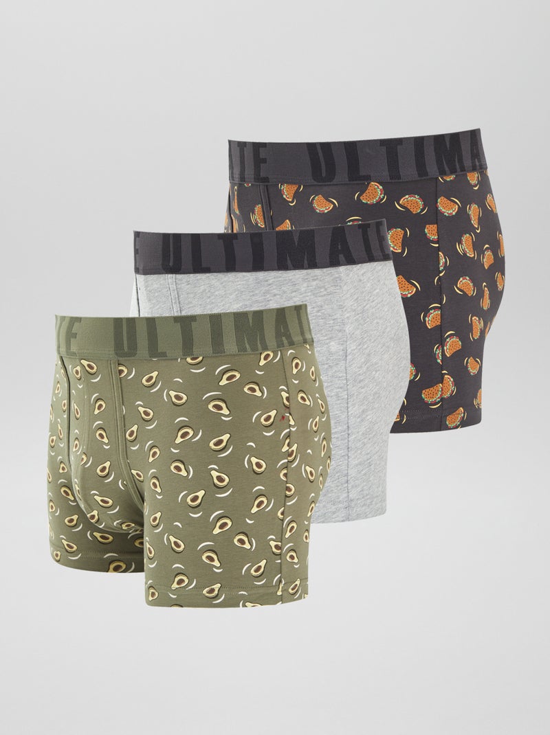 Pack de 3 bóxers estampados VERDE - Kiabi