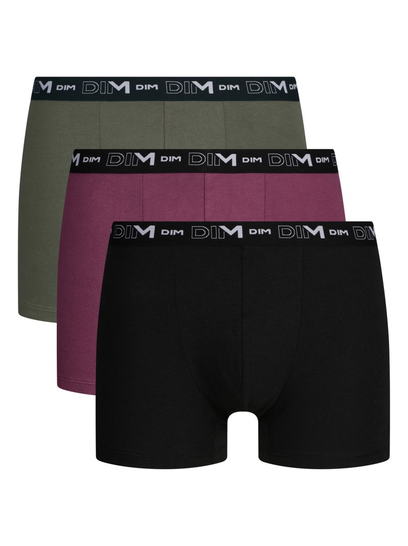 Pack de 3 bóxers hombre algodón stretch Ciruela - Kiabi
