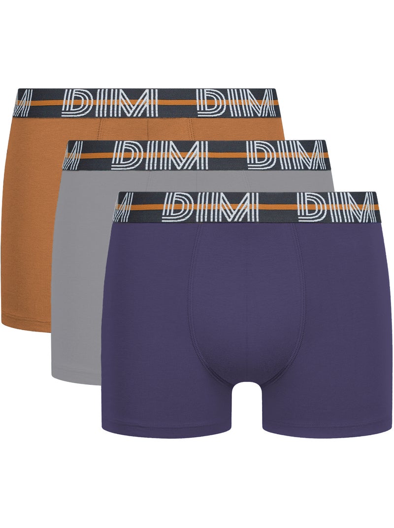 Pack de 3 bóxers hombre algodón stretch Marrón claro - Kiabi
