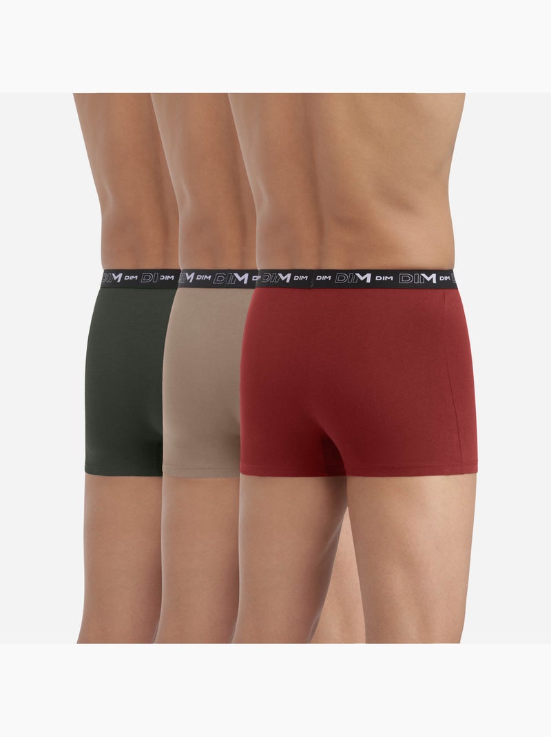 Pack de 3 bóxers hombre algodón stretch Rosa frambuesa - Kiabi