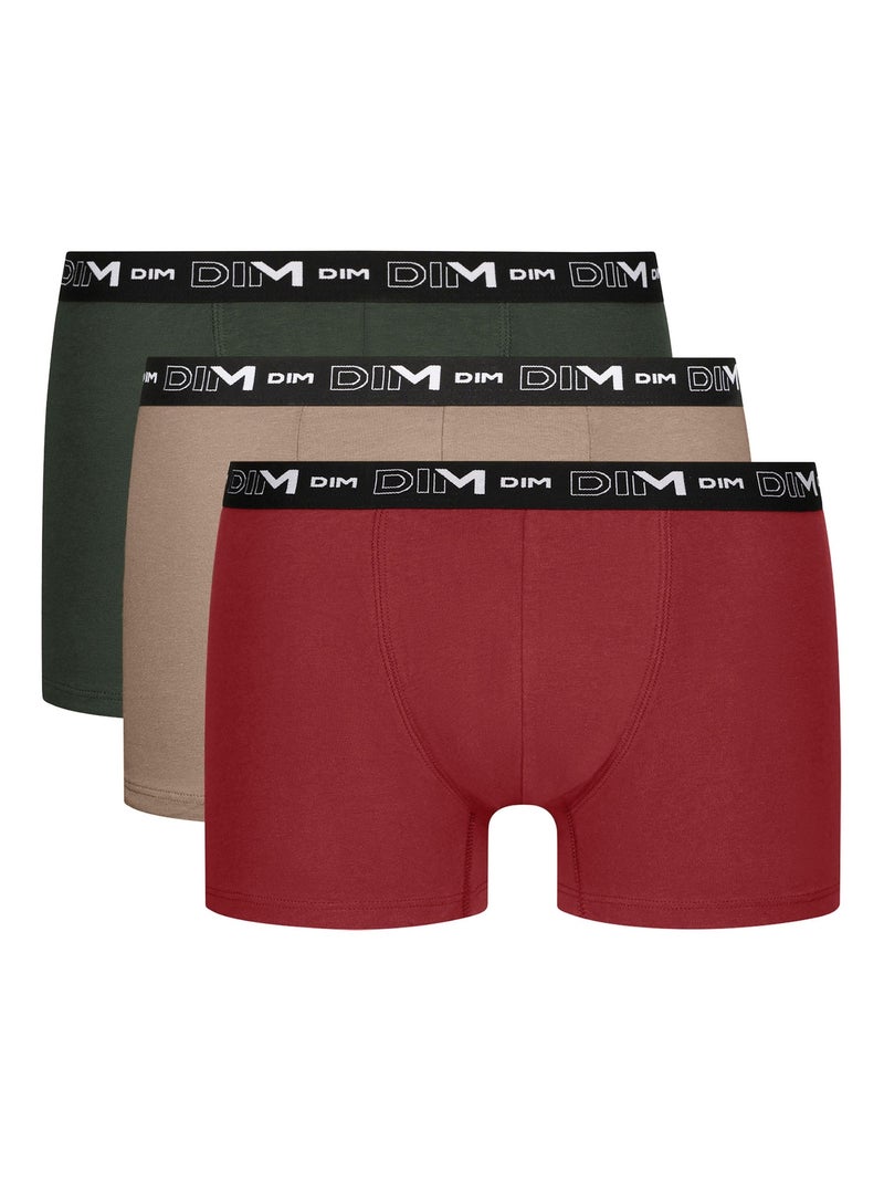 Pack de 3 bóxers hombre algodón stretch Rosa frambuesa - Kiabi