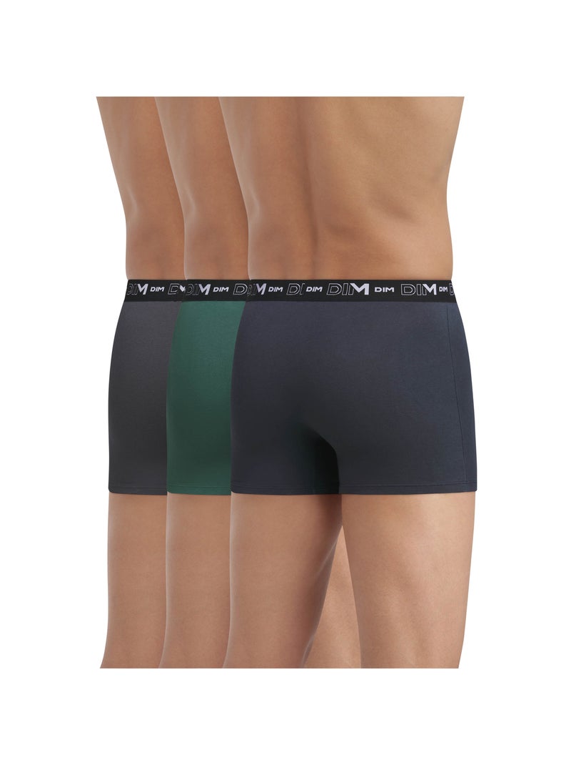Pack de 3 bóxers hombre algodón stretch Verde bosque - Kiabi