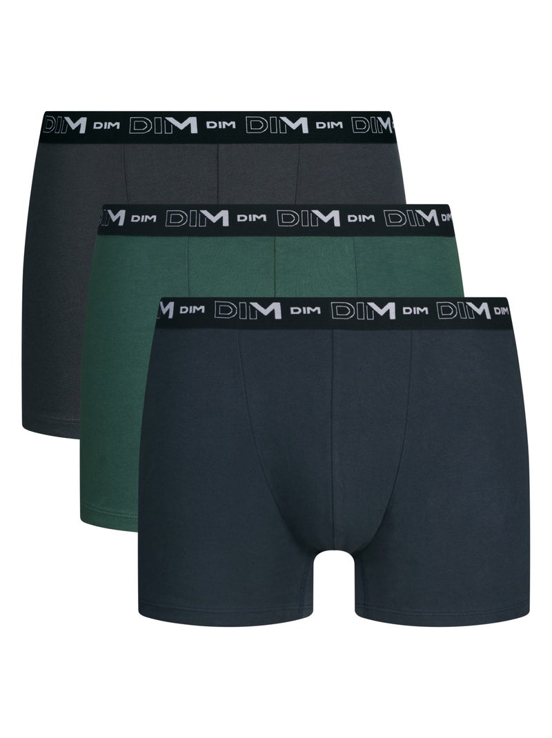 Pack de 3 bóxers hombre algodón stretch Verde bosque - Kiabi