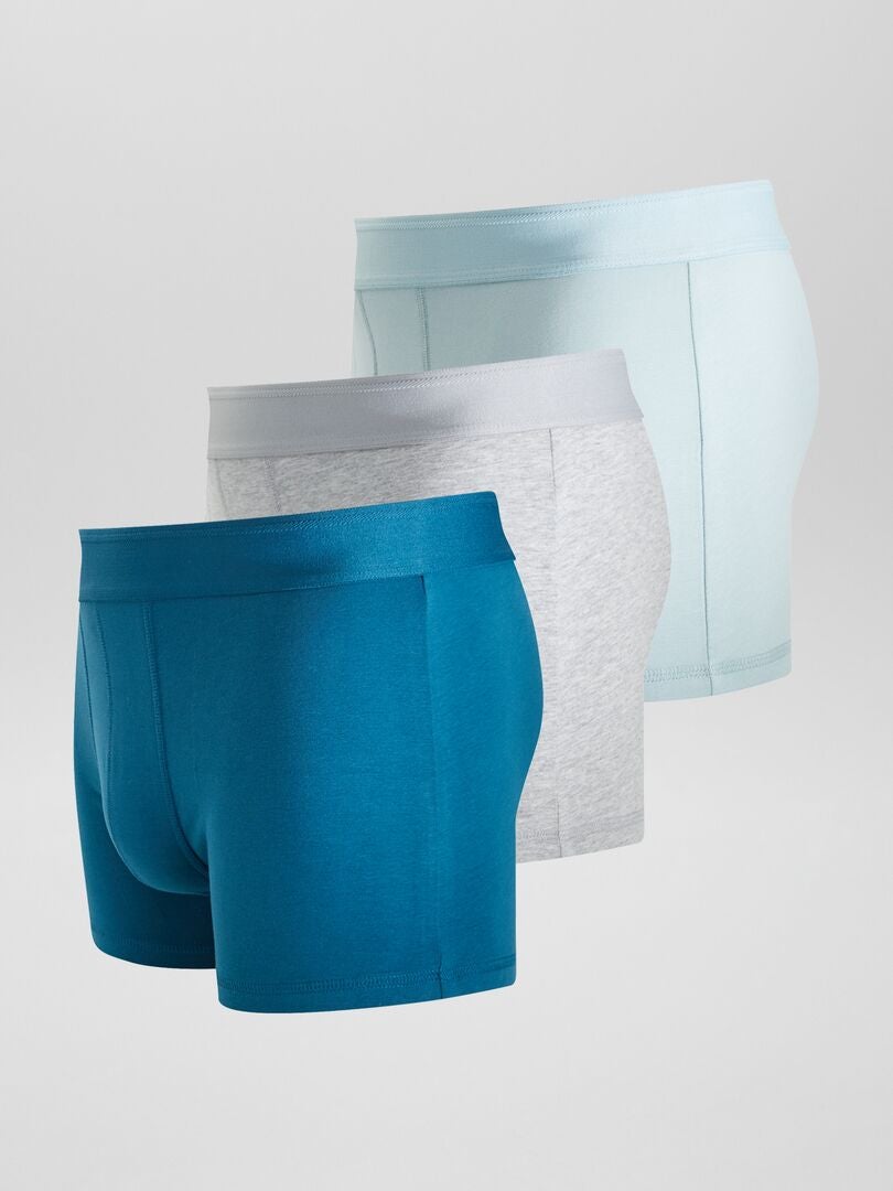 Pack de 3 boxers lisos AZUL - Kiabi