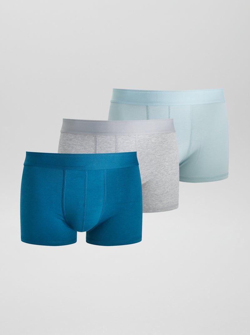 Pack de 3 boxers lisos AZUL - Kiabi
