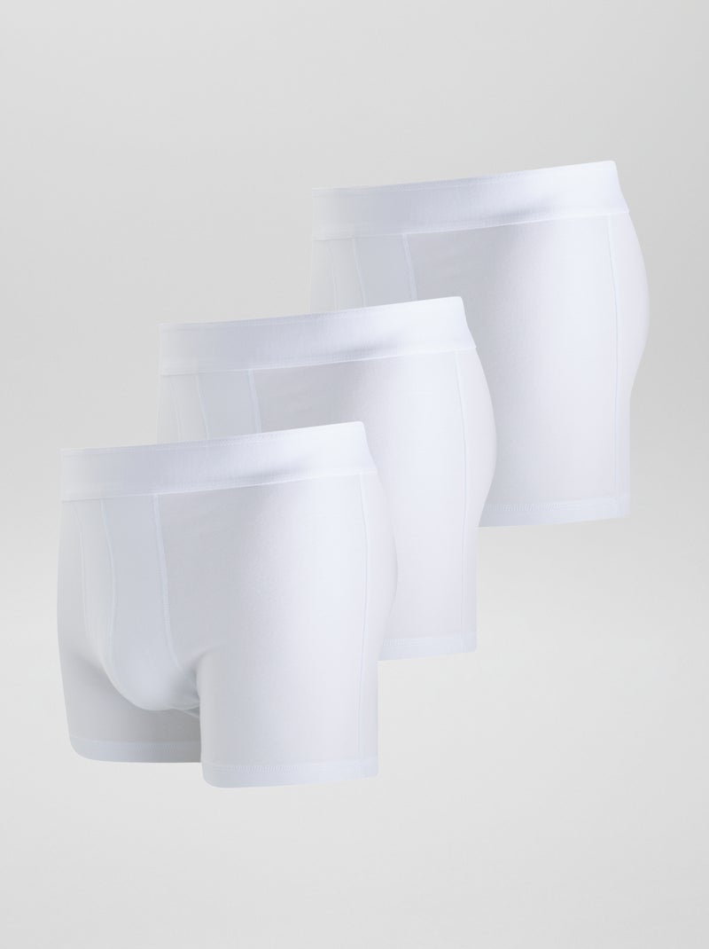 Pack de 3 bóxers lisos BLANCO - Kiabi