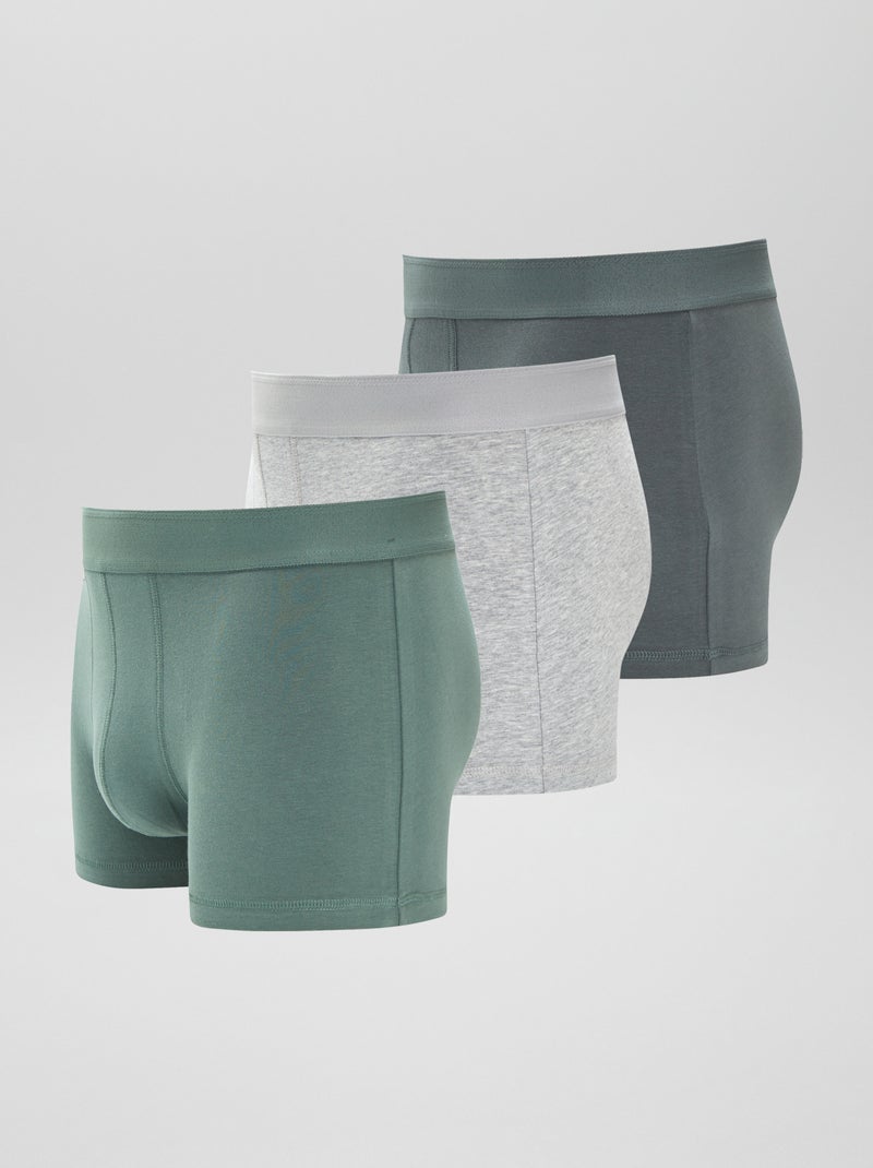Pack de 3 bóxers lisos KAKI - Kiabi