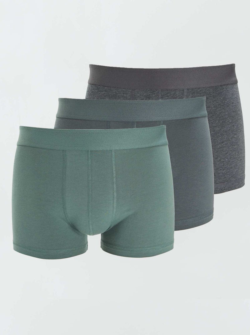 Pack de 3 boxers lisos VERDE - Kiabi