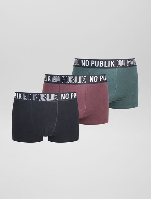Pack de 3 boxers 'No Publik' - Kiabi