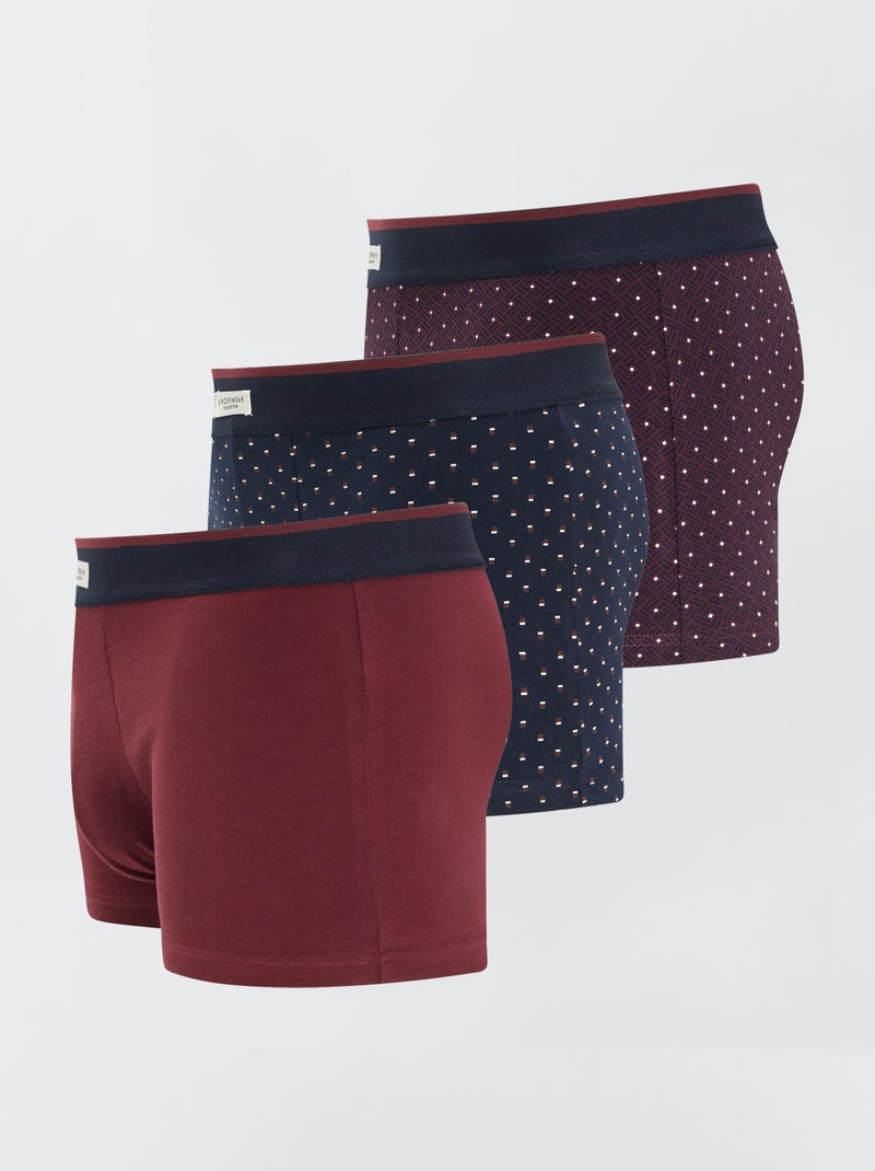 Pack de 3 bóxers stretch ROJO - Kiabi