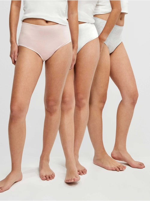 Pack de 3 bragas altas en tejido de algod?n - Kiabi