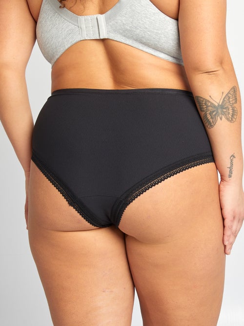 Pack de 3 bragas de canalé con encaje - Kiabi