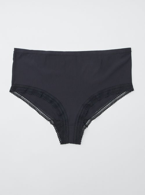 Pack de 3 bragas de canalé con encaje - Kiabi