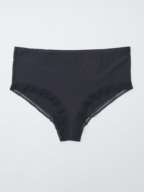 Pack de 3 bragas de canalé con encaje - Kiabi