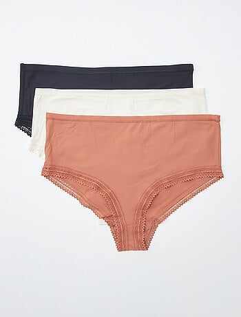 Pack de 3 bragas de canalé con encaje