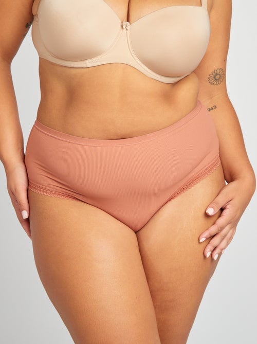 Pack de 3 bragas de canalé con encaje - Kiabi