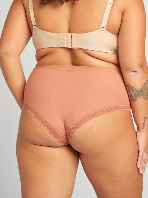 Pack de 3 bragas de canalé con encaje - Kiabi
