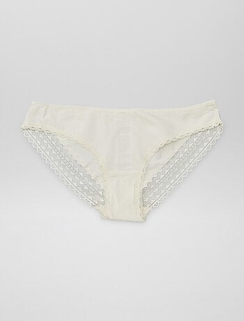 Pack de 3 braguitas algodón encaje