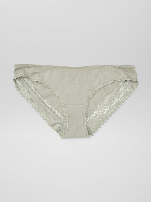 Pack de 3 braguitas algodón encaje - Kiabi